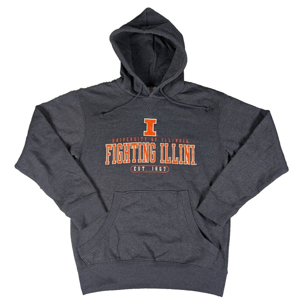 Rivalry Threads Charcoal Gray Fighting Illini Hoodie with Orange Logo